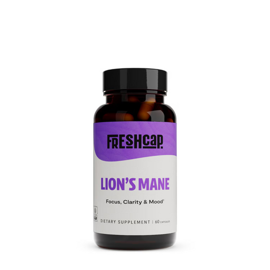 FreshCap™ Lion's Mane Mushroom, Ciuperca Coama Leului pentru Claritate Mentala, Focus si Sustinere Cognitiva, 1000 mg, 60 cps