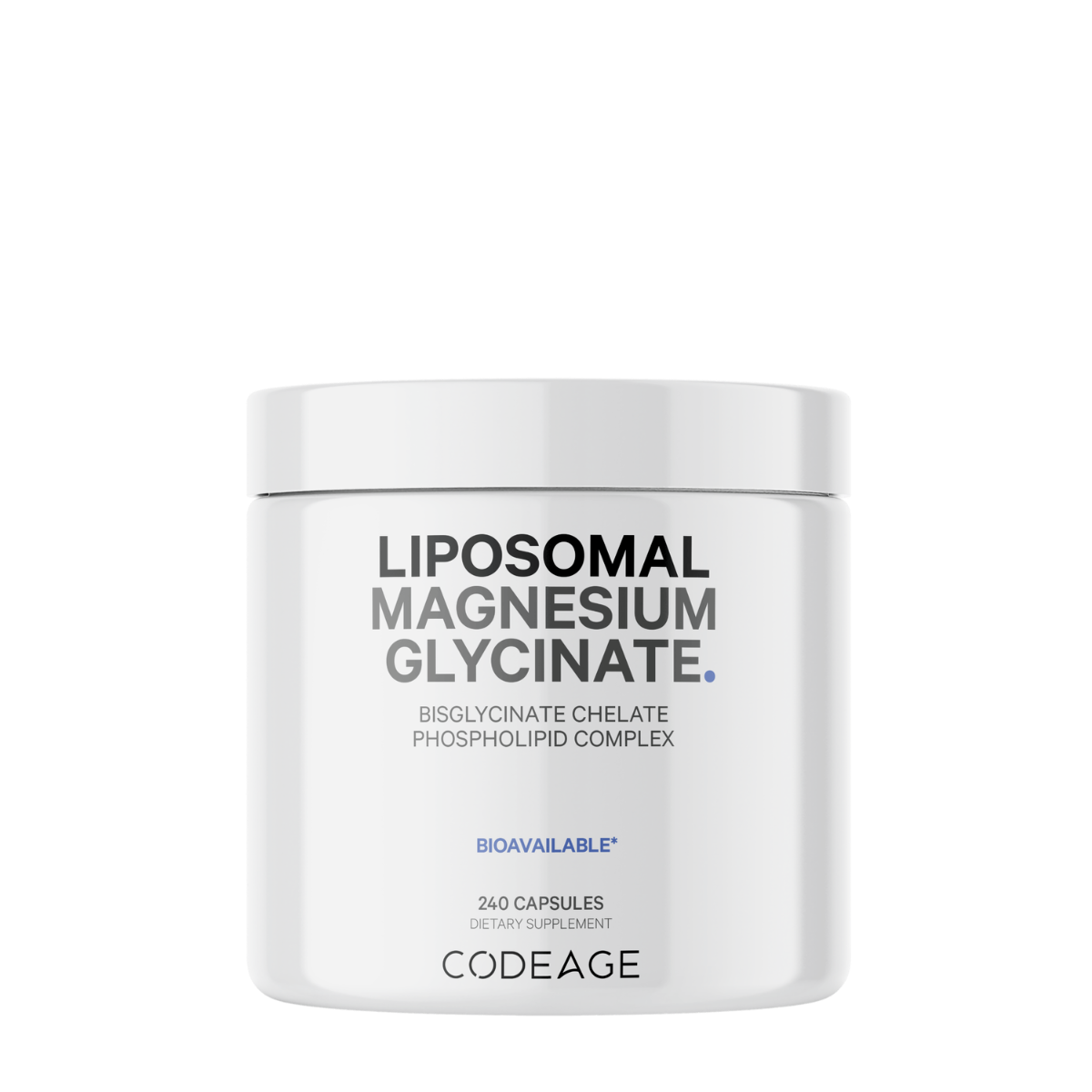 Codeage Liposomal Magnesium Glycinate, Magneziu Bisglicinat Lipozomal cu BioPerine® - Formula Avansata pentru Absorbtie Superioara, 240 cps