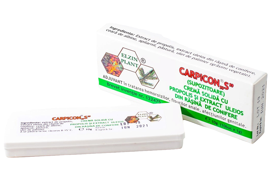 Carpicon "S" – Supozitoare pentru tratarea hemoroizilor, fisurilor anale, afectiuni genitale