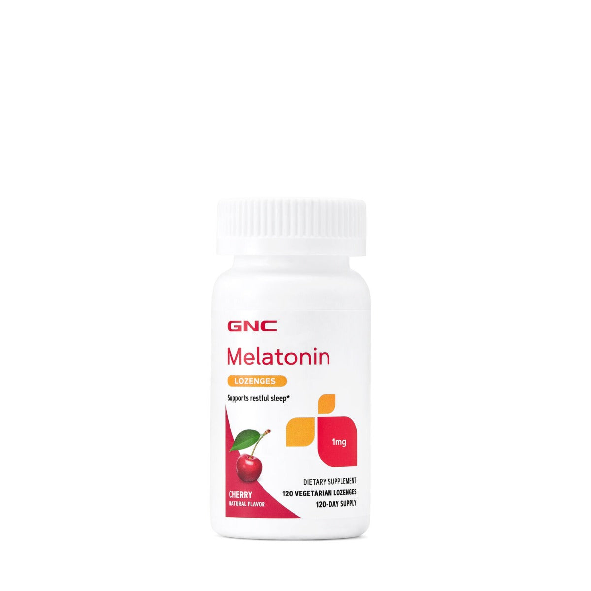 GNC Melatonin Lozenges 1 mg, Melatonina Masticabila cu Aroma de Cirese 1 mg, 120 tb