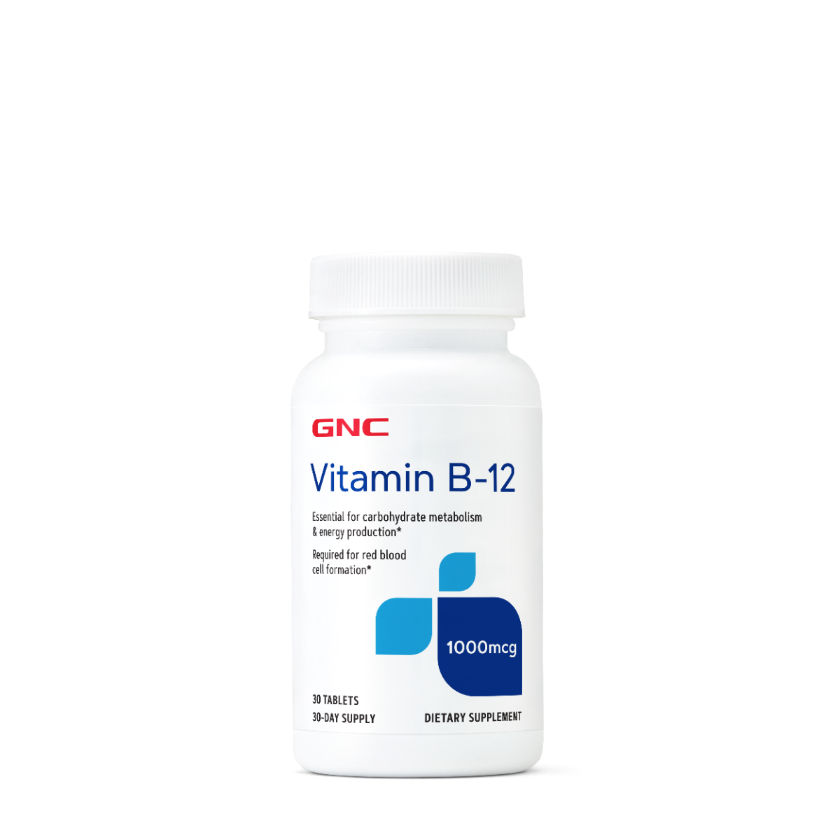 GNC Vitamin B-12 1000 mcg, Vitamina B-12, 30 tb