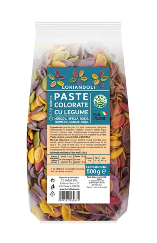 PASTE COLORATE CU LEGUME CORIANDOLI – 500G