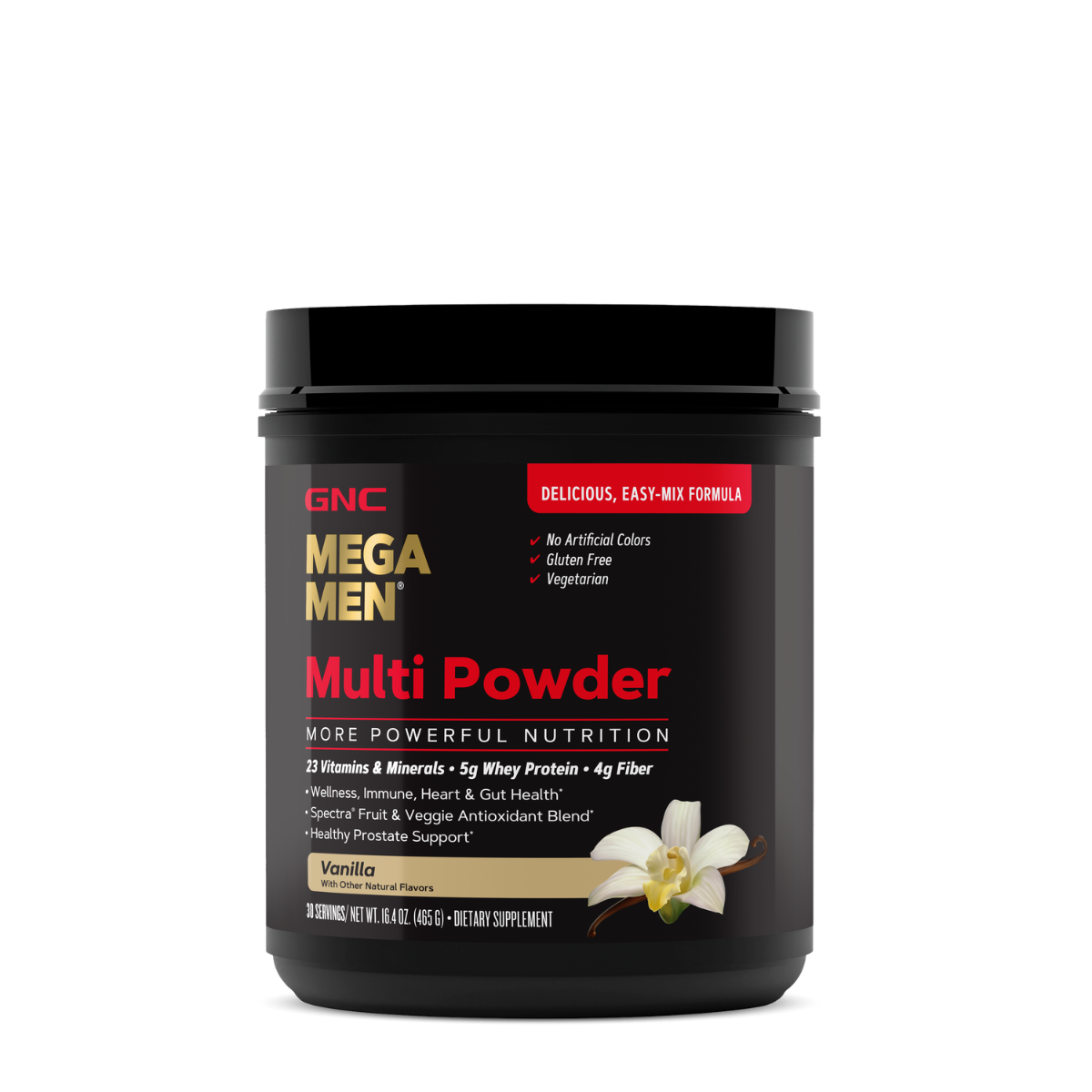 GNC Mega Men® Multi Powder, Pudra cu Multivitamine, Proteine si Verdeturi cu Aroma de Vanilie, 465 G