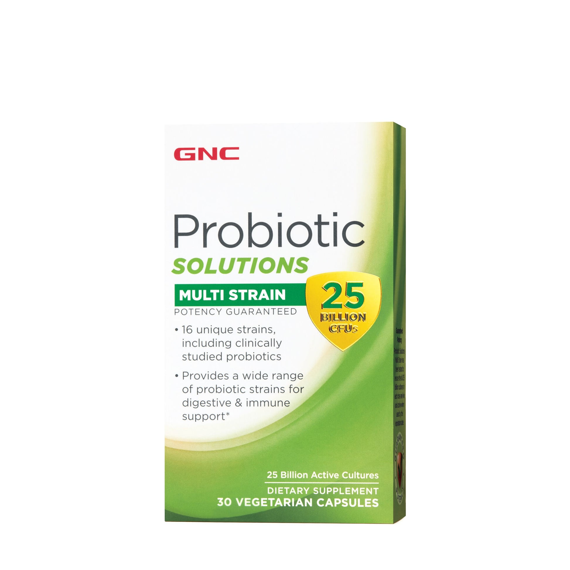 GNC Probiotic Solutions Multi Strain 25 Billion CFUs, Probiotic LAB4® Studiat Clinic, 25 Miliarde UFC Culturi Vii cu Tulpini Multiple, 30 cps