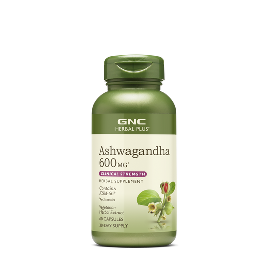 GNC Herbal Plus® KSM-66 Ashwagandha, Extract din Radacina de Ashwagandha 600 mg, 60 cps