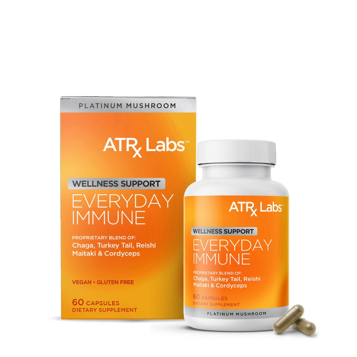 ATRx Labs™ Everyday Immune Platinum Mushroom Blend, Formula Avansata cu Ciuperci pentru Imunitate Puternica, 60 cps