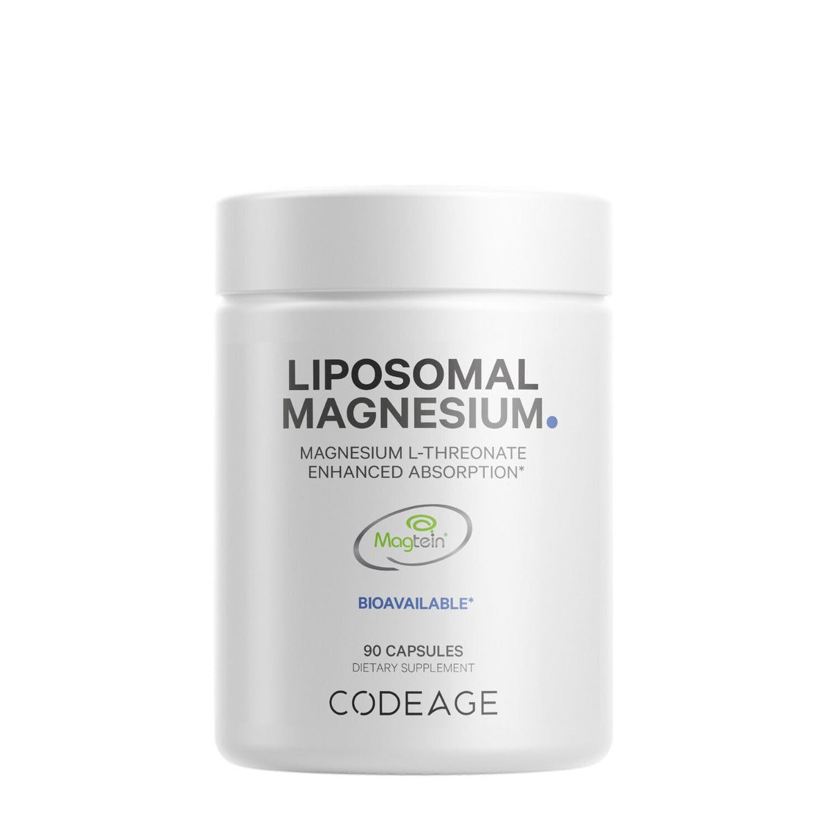 CodeAge Liposomal Magnesium L-Threonate, Magneziu L-Treonat Liposomal cu Fosfolipide - Formula Avansata pentru Absorbtie Superioara, 90 cps