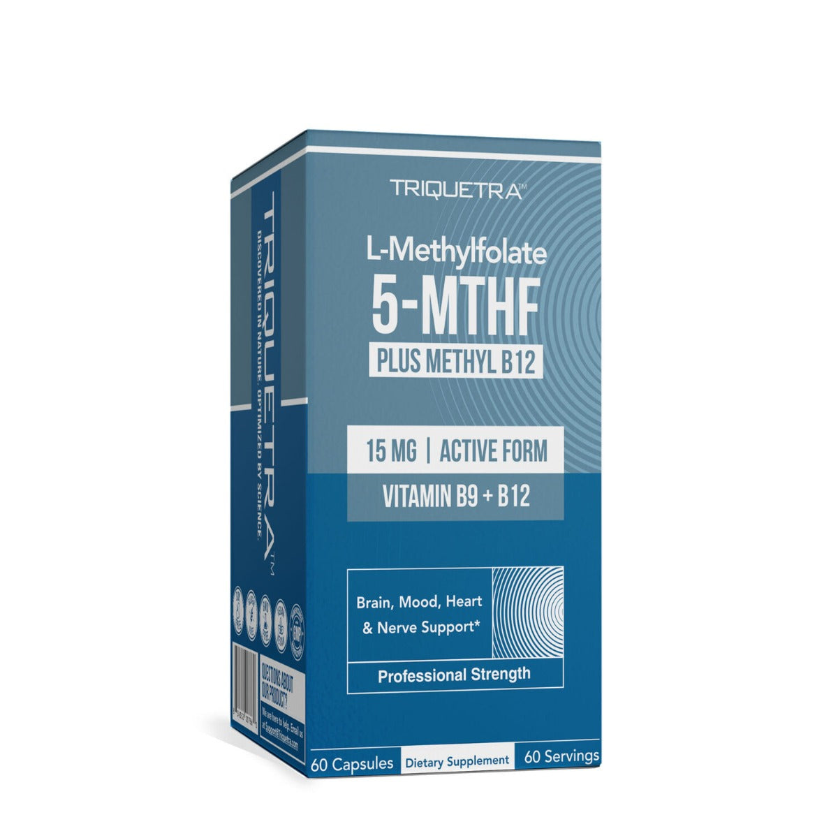 Triquetra™ L-Methylfolate 5-MTHF, Forma Bioactiva a Acidului Folic pentru Sustinerea Functiei Cognitive, a Energiei Celulare si a Sistemului Nervos, 60 cps