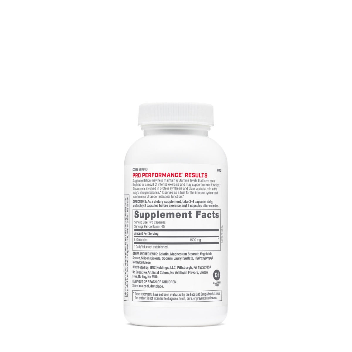 GNC Pro Performance® L-Glutamine 1500 mg, Glutamina, 90 cps