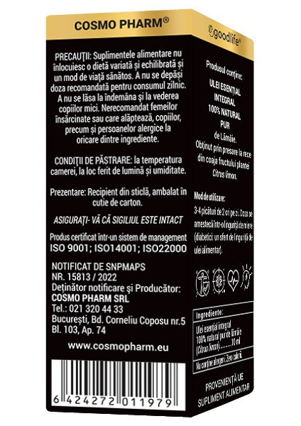 CITRUS LIMON – Ulei Esential De Lamaie Uz Intern 10 ml