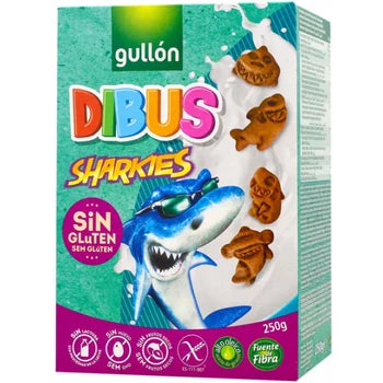 Biscuiti cu cacao, fara gluten, fara lactoza, forma rechini, 250g, Gullon