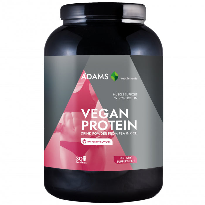 Proteina vegana (zmeura), 908g, Adams Supplements
