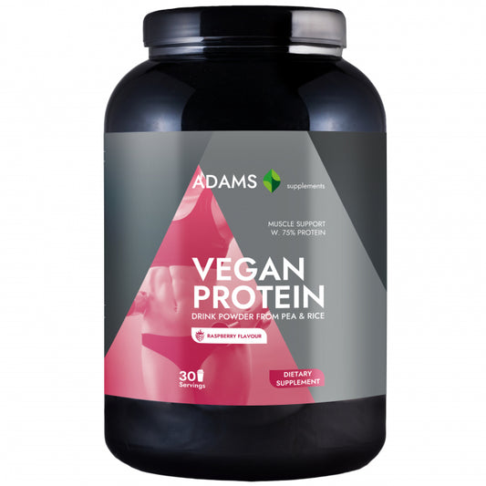 Proteina vegana (zmeura), 908g, Adams Supplements