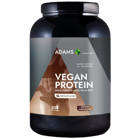 Proteina vegana (ciocolata), 908g, Adams Supplements