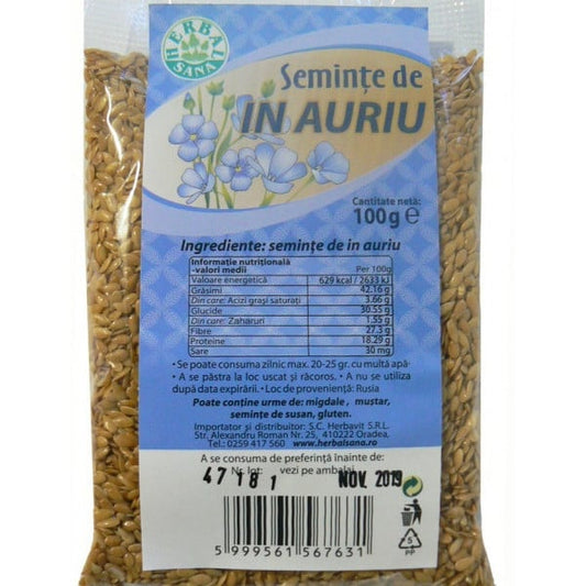 Seminte de in auriu, 100 g, Herbal Sana