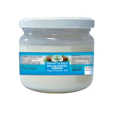Ulei de cocos virgin, uz intern și extern, 250 ml, Herbal Sana