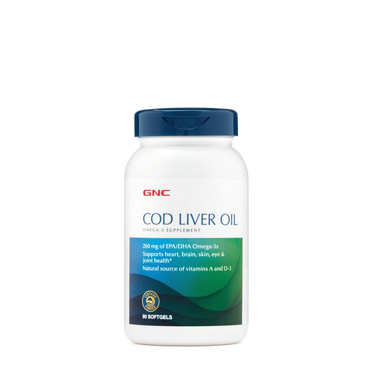 GNC Cod Liver Oil, Ulei Triplu din Ficat de Cod, 90 cps