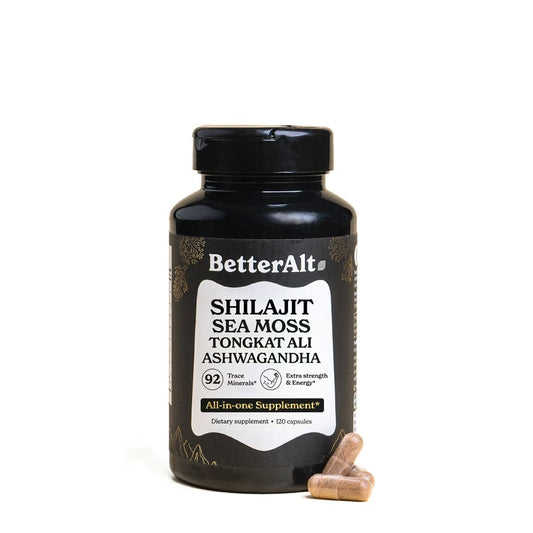 BETTER ALT® Shilajit Sea Moss, Formula de Shilajit cu Alge Marine, Ashwagandha si Tongkat Ali, 120 cps