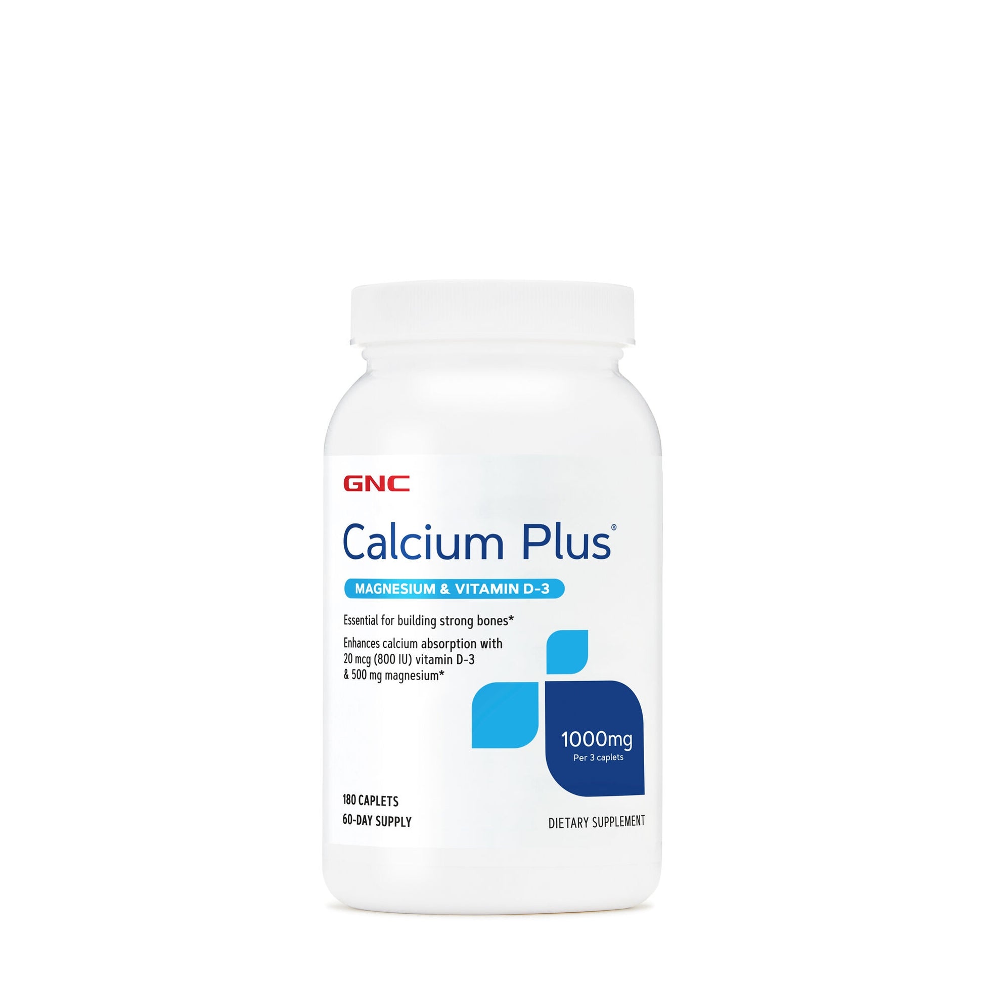 GNC Calcium Plus® Magnesium & Vitamin D-3 1000 mg, Calciu cu Magneziu si Vitamina D-3, 180 tb