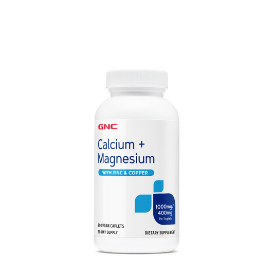GNC Calciu 1000 mg Magneziu 400 mg with Zinc & Cooper, Formula Premium de Calciu, Magneziu, Zinc si Cupru, 90 cps