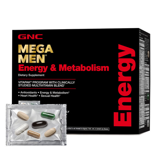 GNC Mega Men® Energy & Metabolism Vitapak® Program, Complex de Multivitamine Pentru Barbati, Energie si Metabolism, 30 Pliculete