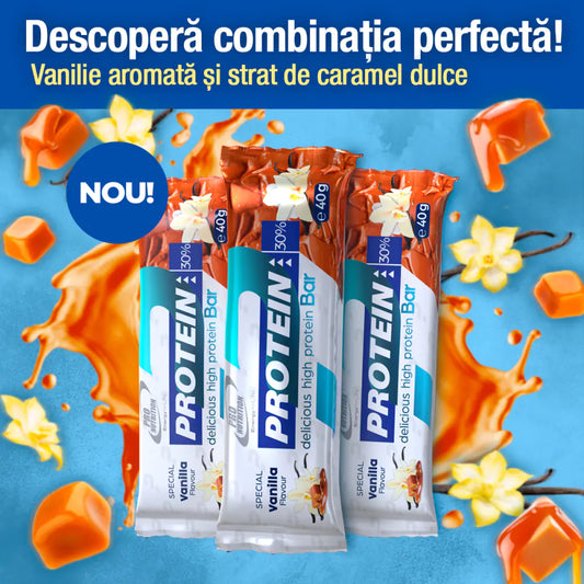 Cutie 12 batoane proteice Protein Bar vanilie-caramel