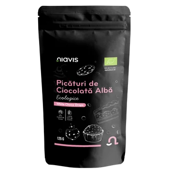 Picaturi de ciocolata alba ecologice, 125g, Niavis