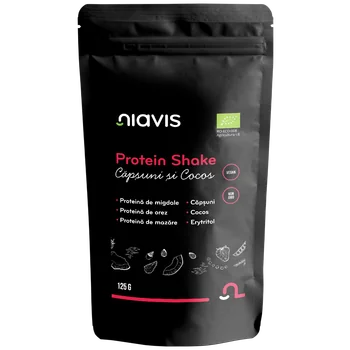 Protein shake ecologic cu capsune si cocos, 125g, Niavis