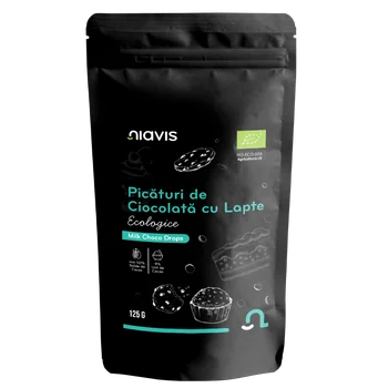 Picaturi de ciocolata cu lapte ecologice, 125g, Niavis
