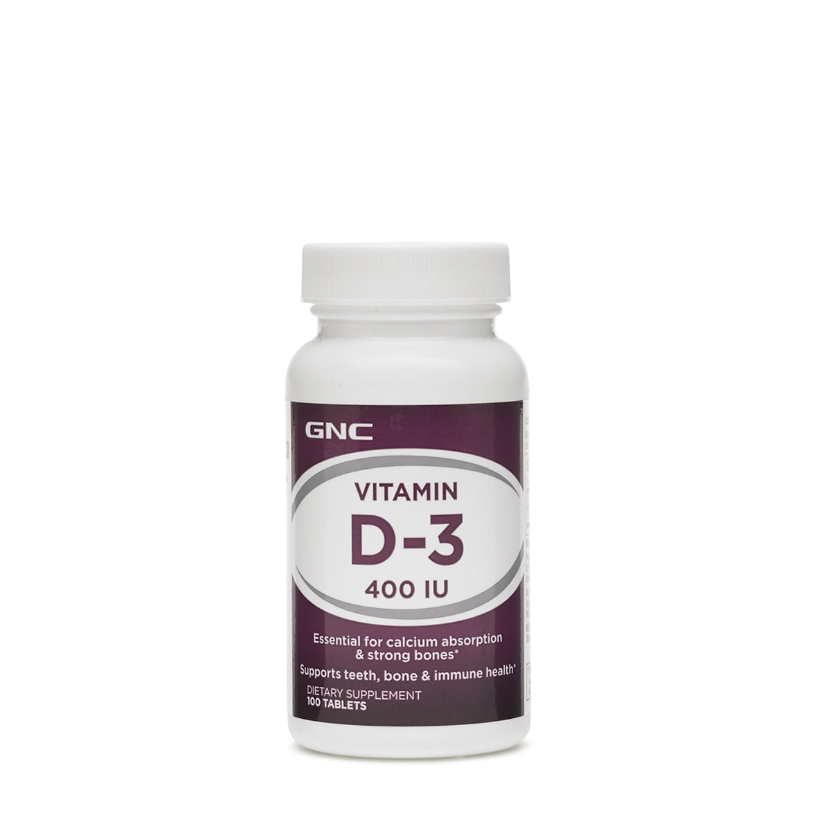 GNC Vitamin D-3 400 IU, Vitamina D-3 Naturala 100% din Lanolina 400 UI, 100 tb
