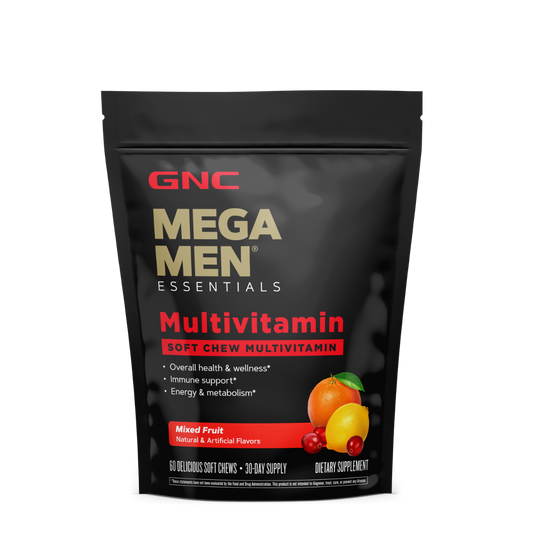 GNC Mega Men® Soft Chews, Complex de Multivitamine Pentru Barbati, cu Gust de Fructe Asortate, 60 caramele
