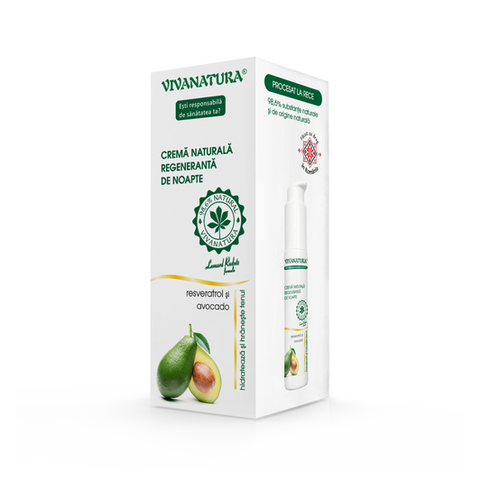 Cremă naturală regenerantă de noapte cu avocado și resveratrol 45 ml – Leonard Radutz Formula – VivaNatura