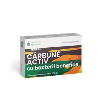 Carbuna activ cu bacterii benefice Remedios, 30 capsule, Laboratoarele Remedia