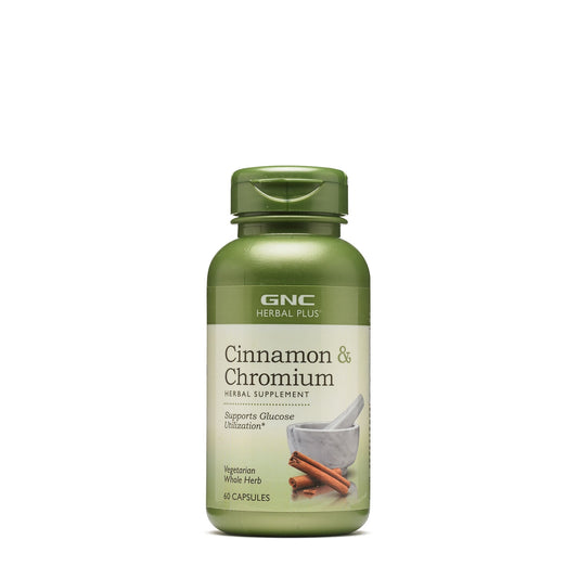 GNC Herbal Plus® Cinnamon & Chromium, Extract Standardizat de Scortisoara si Crom, 60 cps