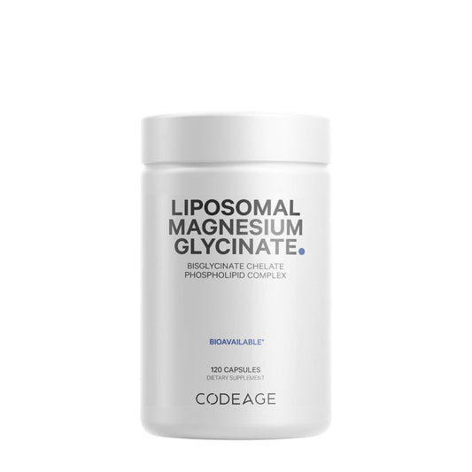 CodeAge Liposomal Magnesium Glycinate, Magneziu Bisglicinat Lipozomal cu BioPerine® - Formula Avansata pentru Absorbtie Superioara, 120 cps