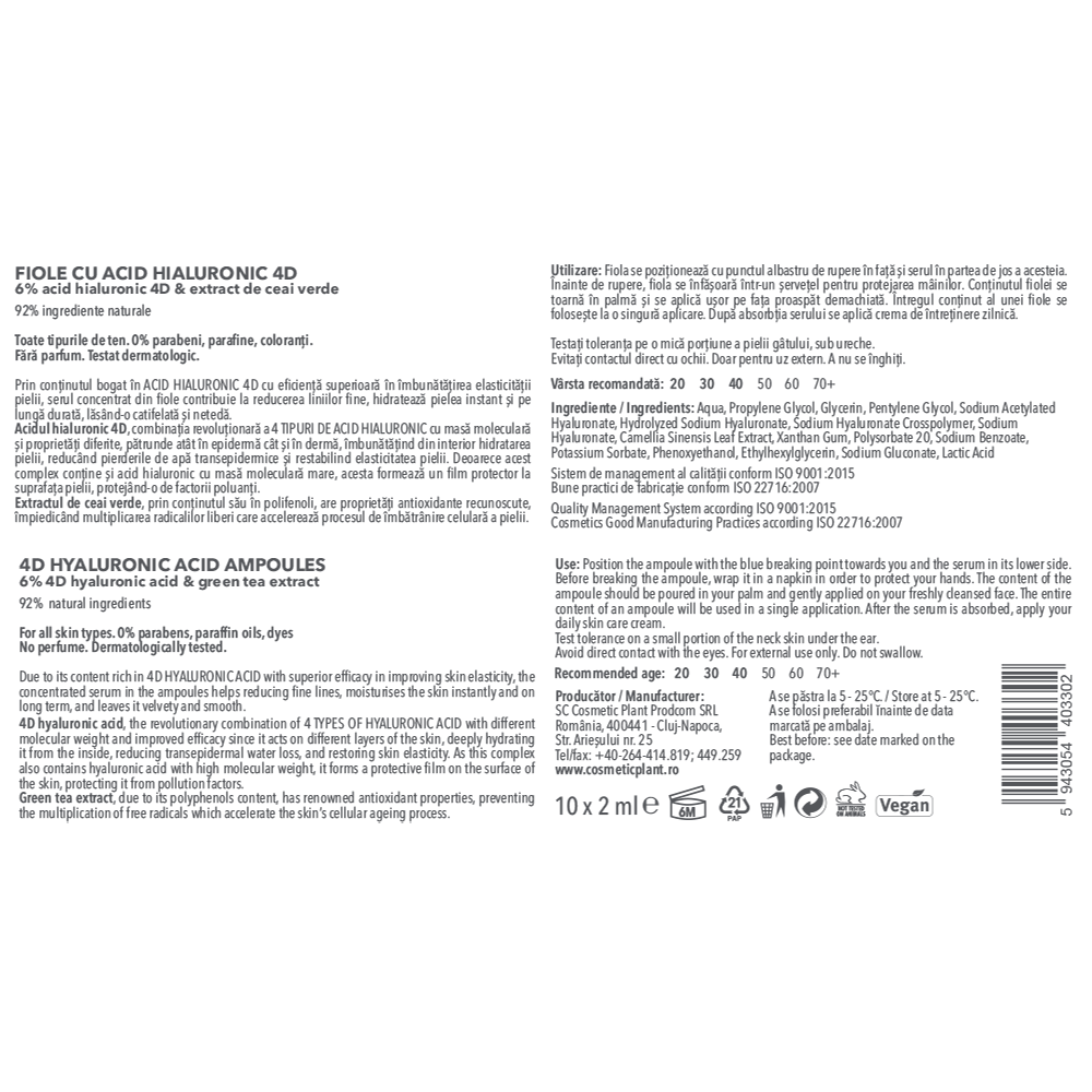 Fiole cu 6% acid hialuronic 4D