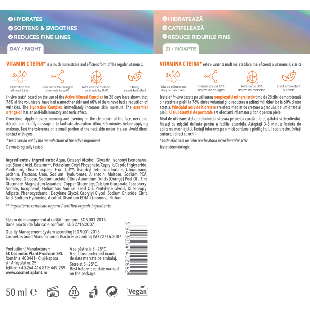 Cremă antirid hidratantă 30+ Vitamin C Plus cu Vitamina C Tetra
