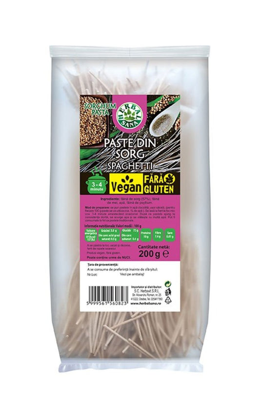 PASTE DIN SORG, SPAGHETTI, VEGAN, FĂRĂ GLUTEN – 200G