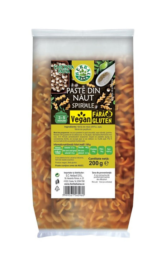 PASTE DIN NĂUT, SPIRALE, VEGAN, FĂRĂ GLUTEN – 200G