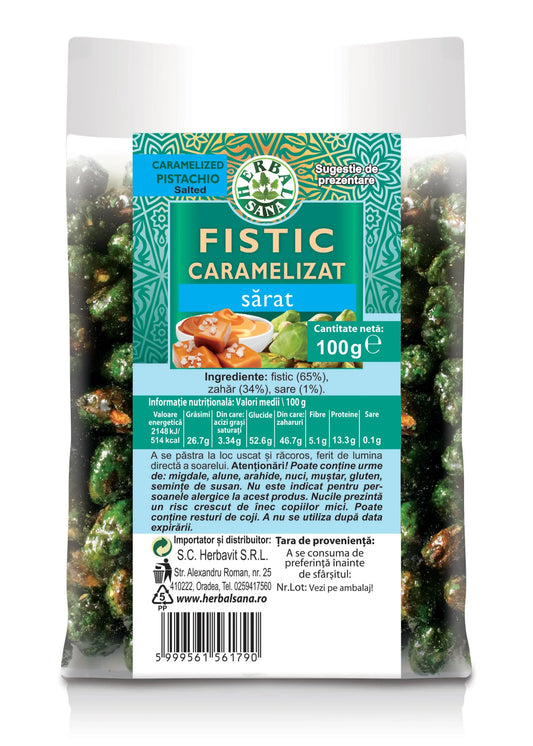 FISTIC CARAMELIZAT SĂRAT – 100G