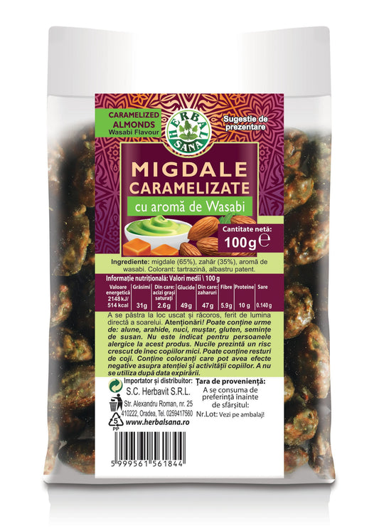 MIGDALE CARAMELIZATE CU AROMĂ DE WASABI – 100G