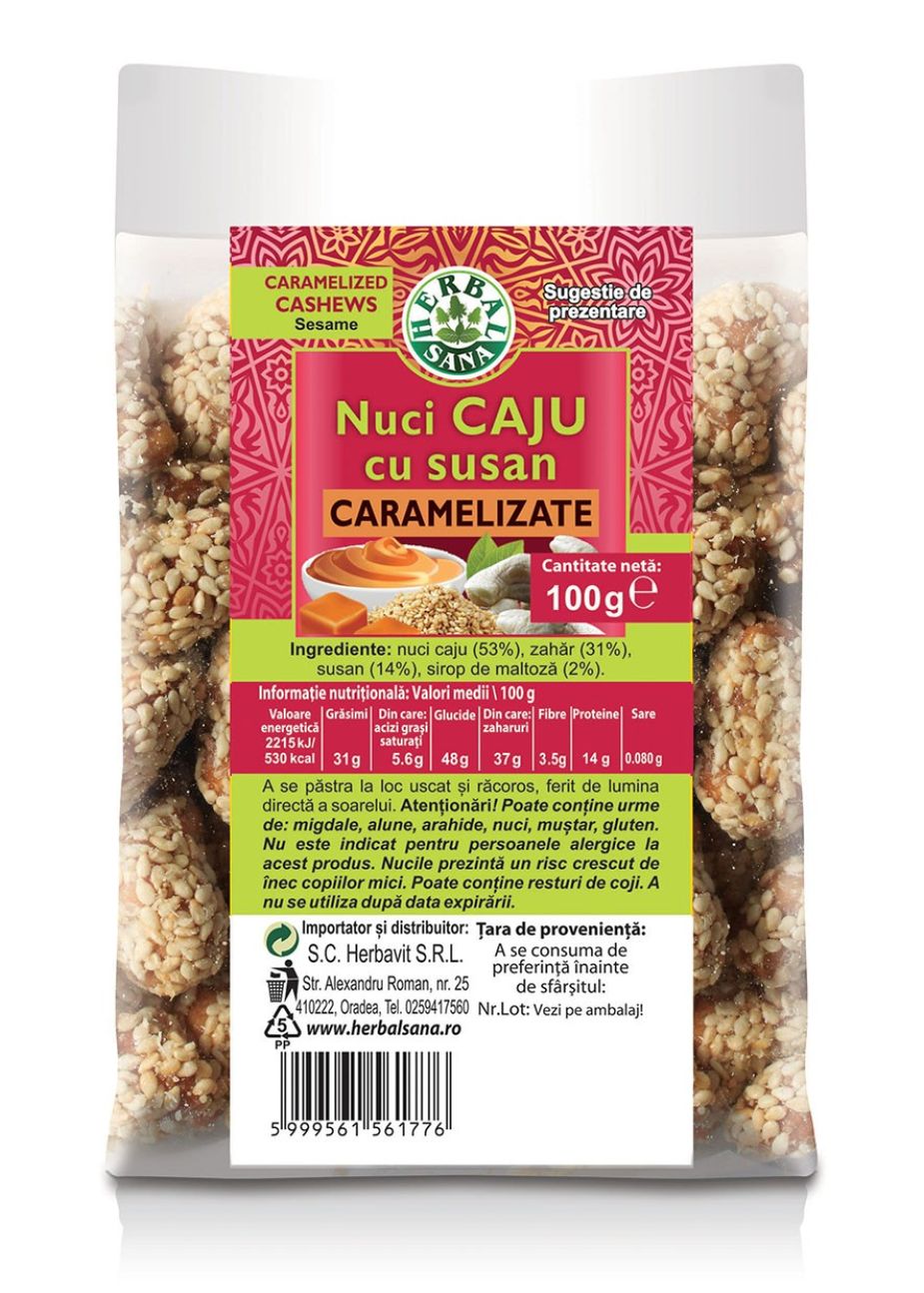 NUCI CAJU CU SUSAN, CARAMELIZATE – 100G