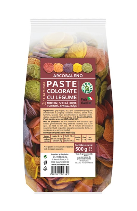 PASTE COLORATE CU LEGUME ARCOBALENO – 500G