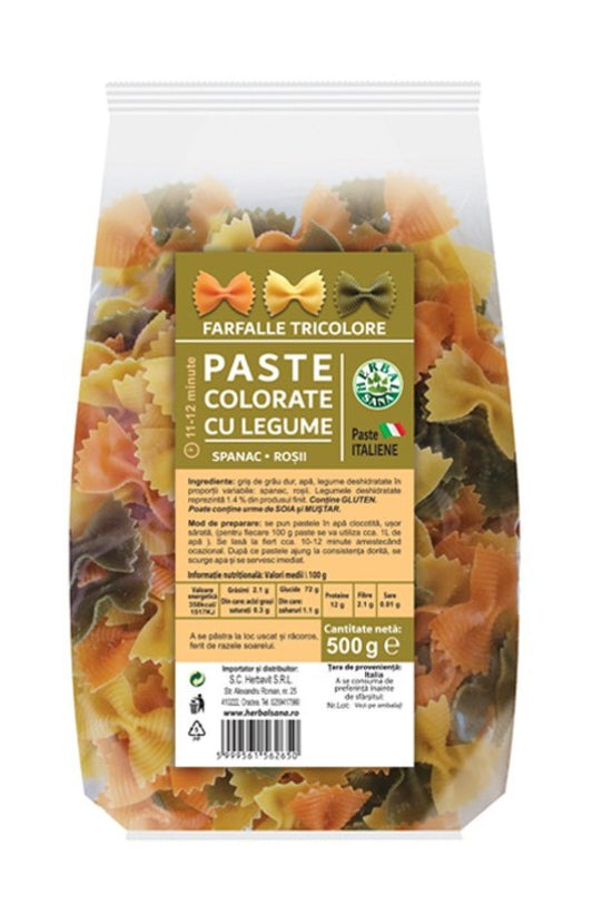 PASTE COLORATE CU LEGUME FARFALLE TRICOLORE – 500G