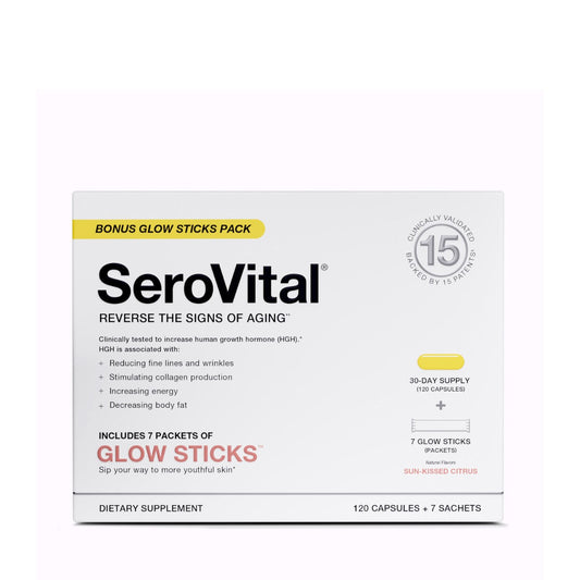 SeroVital® - Reverse The Signs of Aging, Formula pentru Remedierea Semnelor de Imbatranire, 120 Capsule + 7 Plicuri Glow Sticks