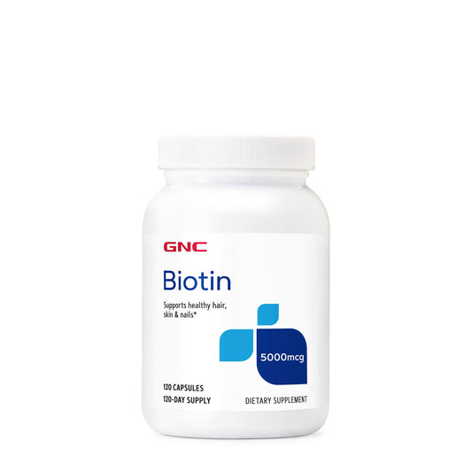 GNC Biotin 5000 mcg, Biotina Pentru Sanatatea Parului, Pieli si Unghiilor, 120 cps