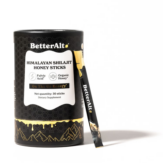BETTER ALT® Himalayan Shilajit Honey Sticks, Pliculete de Shilajit din Himalaya si Miere cu 75% Acid Fulvic, 30 pliculete