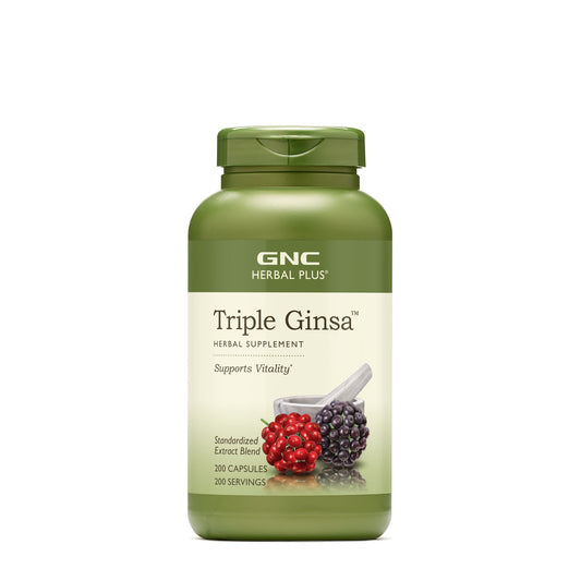 GNC Herbal Plus® Triple Ginsa™, Extract Standardizat Din 3 Tipuri de Ginseng, 200 cps