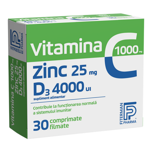 VITAMINA C 1000 +Zn 25 +D3 4000 3bls x 10cpr film