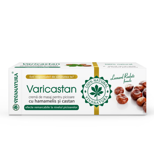 Varicastan – cremă pentru masajul picioarelor cu hamamelis și castan 75 ml – Leonard Radutz Formula – VivaNatura